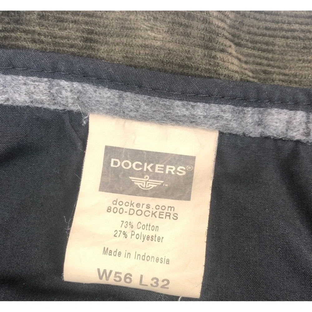 Dockers Mens 56x32 Pleated Corduroy Pants Olive Green Vintage 2000s Big and Tall - Picture 3 of 9